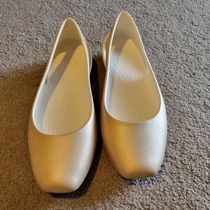 Women’s Metallic Gold Crocs Ballet Flats